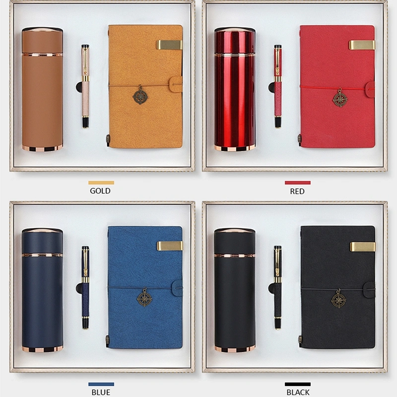 promotion gift set 350ml flask bottle metal pen notepad Cross-border wholesale agent distribution award-giving souvenirs