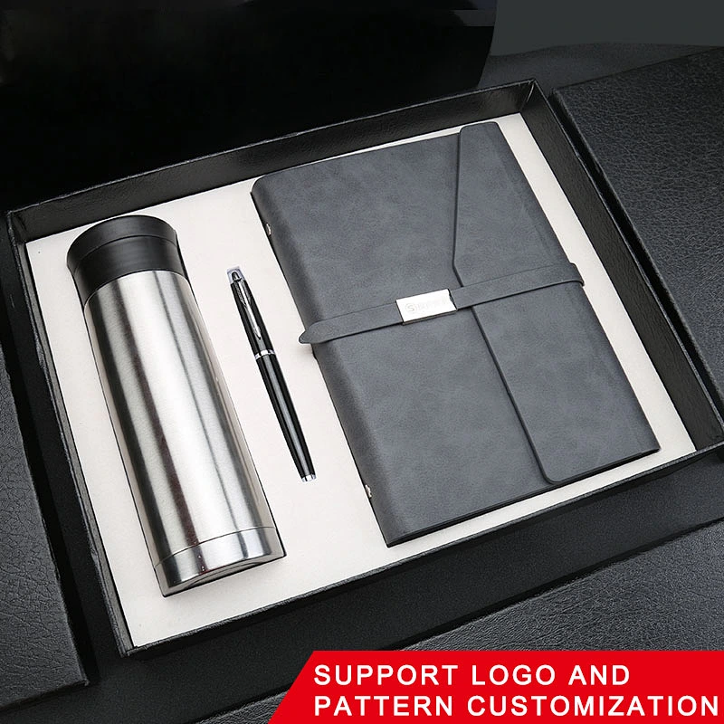 annual meeting notebook gift set 350ml flask bottle notepad roller pen business gift agent gift manufacturers merchants
