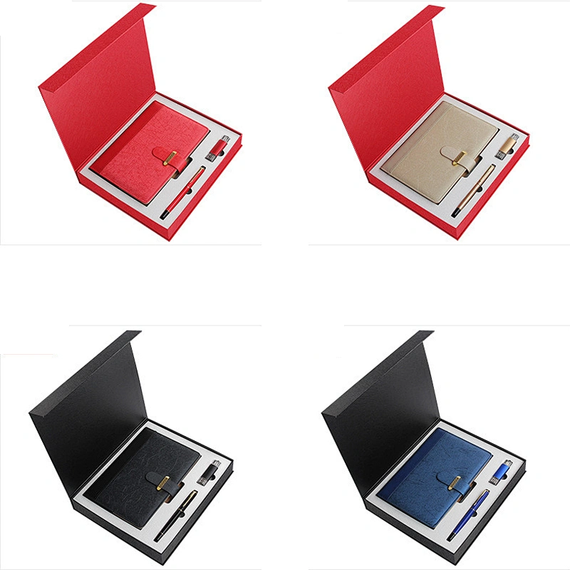 2019 Office Paper Stationery Pu Notebook Gift Set With Pen and USB Drive
