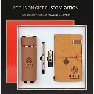 Advertising gift suitable for wholesale distribution agents 350ml flask bottle metal pen  notepad 8GB USB