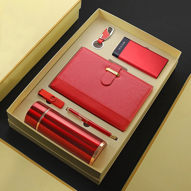 350ml flask bottle notepad metal pen 8GB USB 10000mah powerbank keychain customized logo wholesale gift set agent