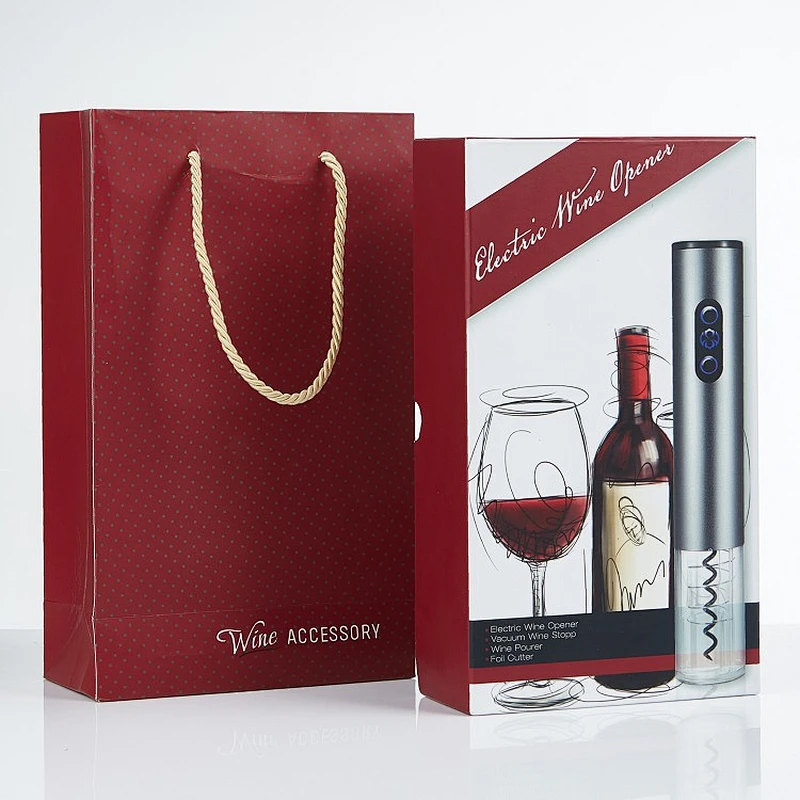 Wine accessories gift set for business partner with electric wine opener
