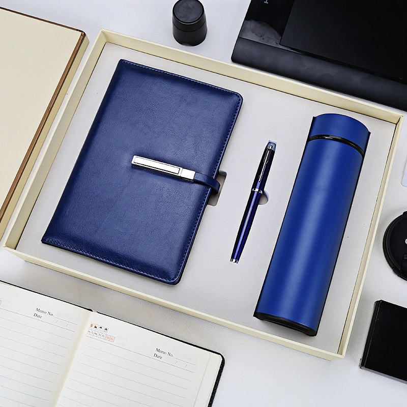 PU leather notebook gift set/water bottle set/notebook with pen set