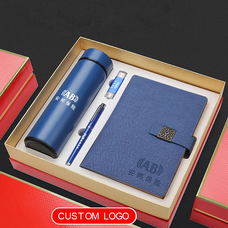 Good agent project stainless steel vacuum 500ml flask bottle metal pen U disk notepad creative business gift set gift