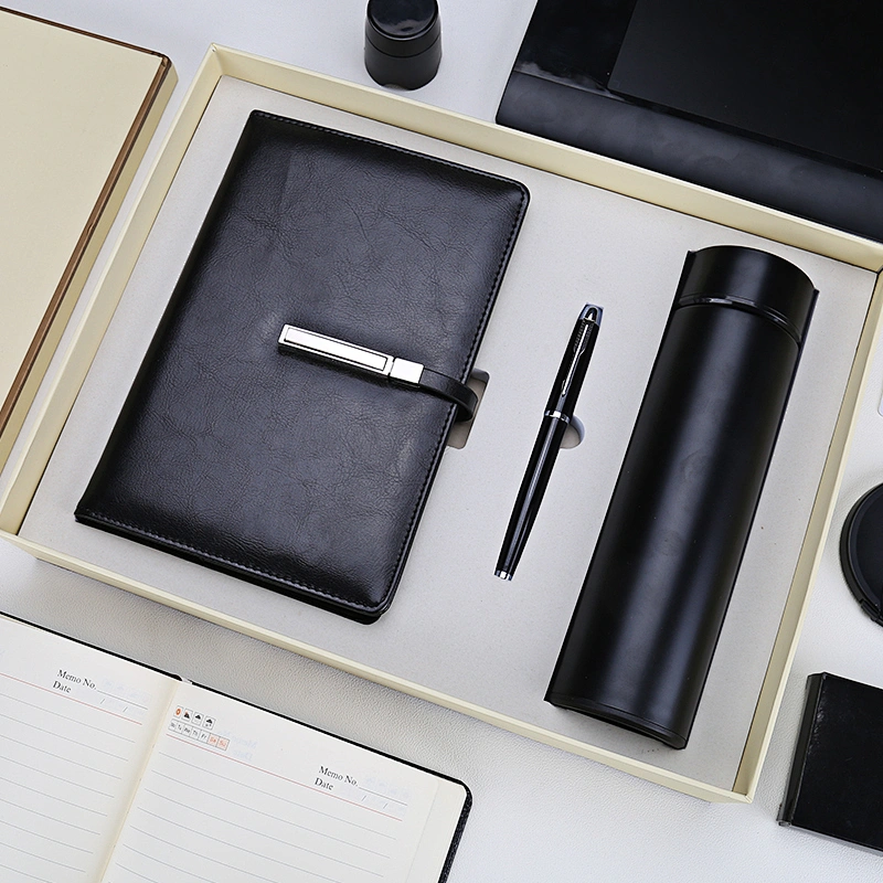 PU leather notebook gift set/water bottle set/notebook with pen set