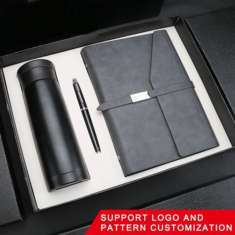 Luxury Custom Executive men and women vacuum flask notebook and pen boxed gift set