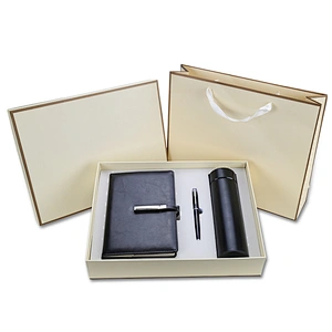 Cross-border wholesale agent distribution 500ml stainless steel vacuum roller pen notepad business gift set franchise