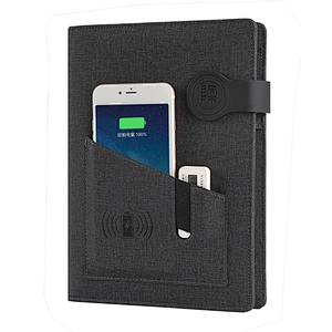 custom printing business gift set power bank pu leather diary notebook