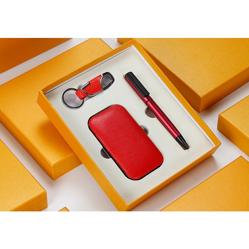 Metal Keychain Gift Set With Metal Ballpoint Pen Powerbank Gift Set