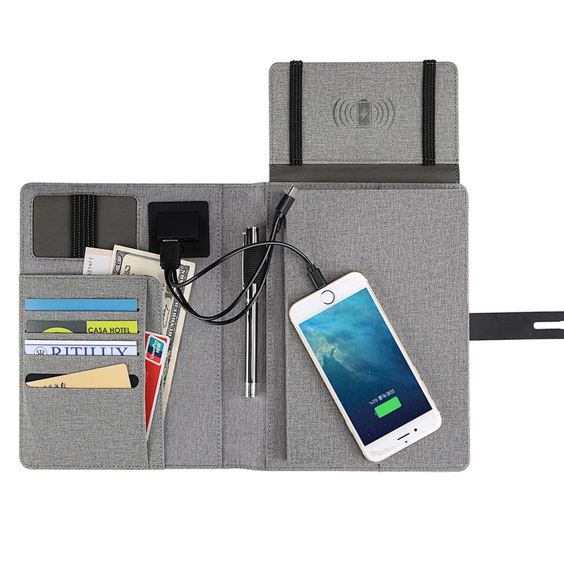 High Quality Leather Journal Diary Custom Power Bank Notebook With USB
