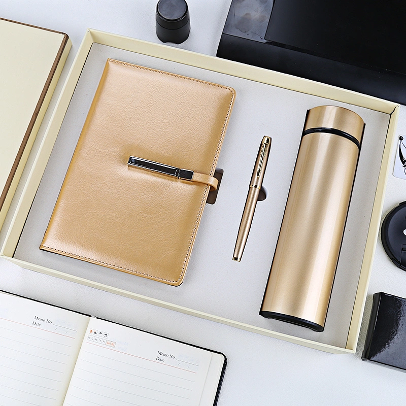 Cross-border wholesale agent distribution 500ml stainless steel vacuum roller pen notepad business gift set franchise
