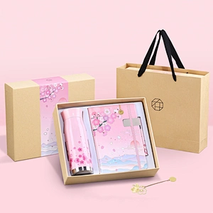 Business Gift set - Four Season - Spring 08029089-1 with notebook bookmark pen stainless vacuum flask 400ml