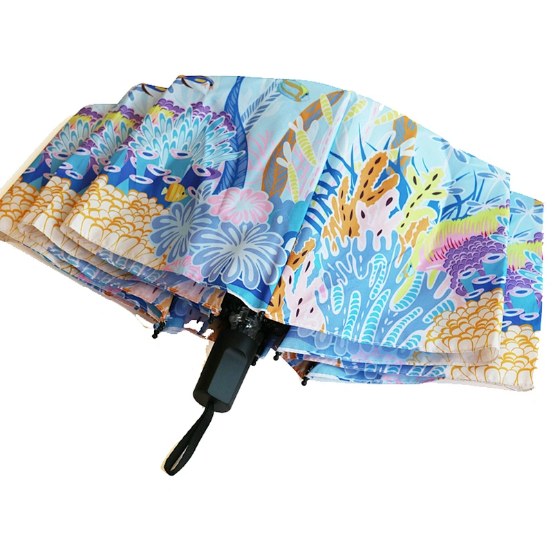 Windproof Light Compact Flower custom print outdoor umbrella