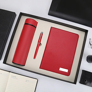 2019 new arrival Leather Office Business Notebook Gift Set with flask