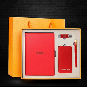 Free Design Logo Company Office Gift 2019 Hot Sale Wedding Gift Set Pen U-Disk Notebook Powerbank Business Gift Set