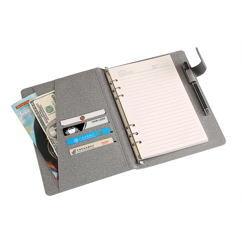Custom logo PU leather wireless USB power bank Notebook