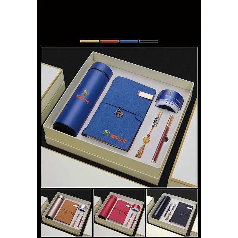 Good agent project 500ml flask bottle wooden pen notepad 8GB USB wireless bluetooth speaker Business gift china supplier