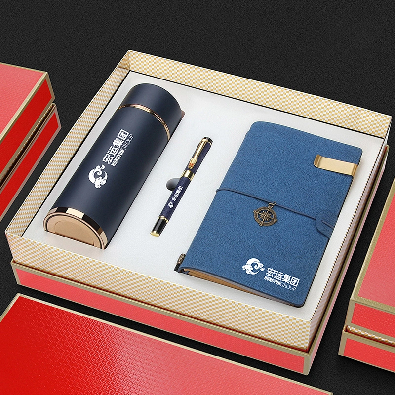 business gift set 350ml flask bottle metal pen notepad Cross-border wholesale agent distribution award-giving souvenirs