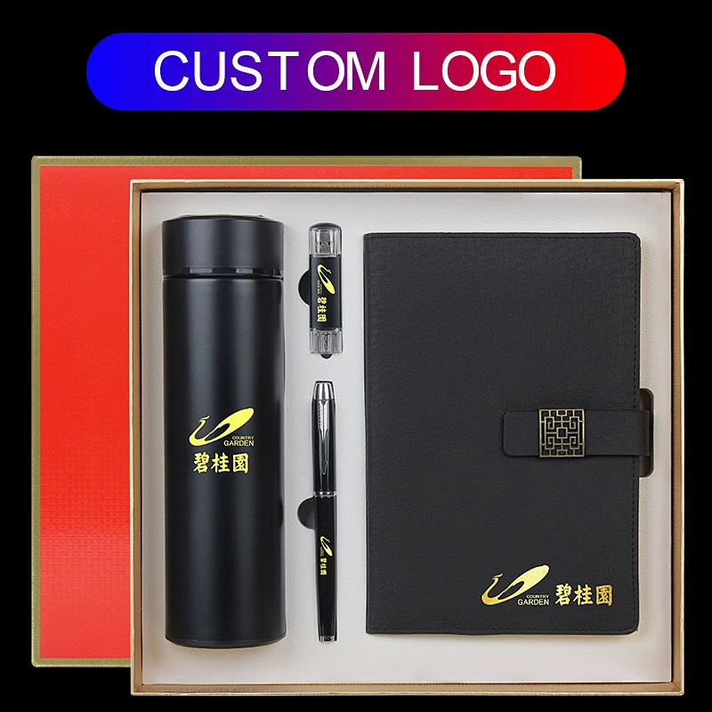 Good agent project stainless steel vacuum 500ml flask bottle metal pen U disk notepad creative business gift set gift