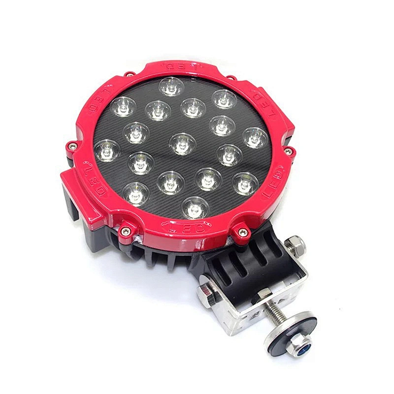 Waterproof Red Black 7inch 51w Led Work Light For Offroad Truck