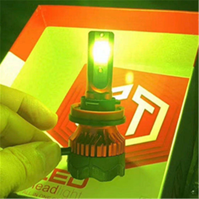 Auto Lighting System K5 High Power 60w Lemon Yellow Color H1 H3 H7 H9 H13 H4 H7 9005 9006 Led Headlight With Fan