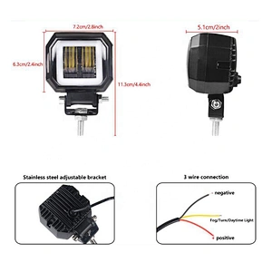 Factory 20W Angel Eyes White Yellow Blue Off Road 4x4 Round Square LED Work Lights for 12V cars Jeeps Trucks