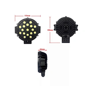 Waterproof Red Black 7inch 51w Led Work Light For Offroad Truck