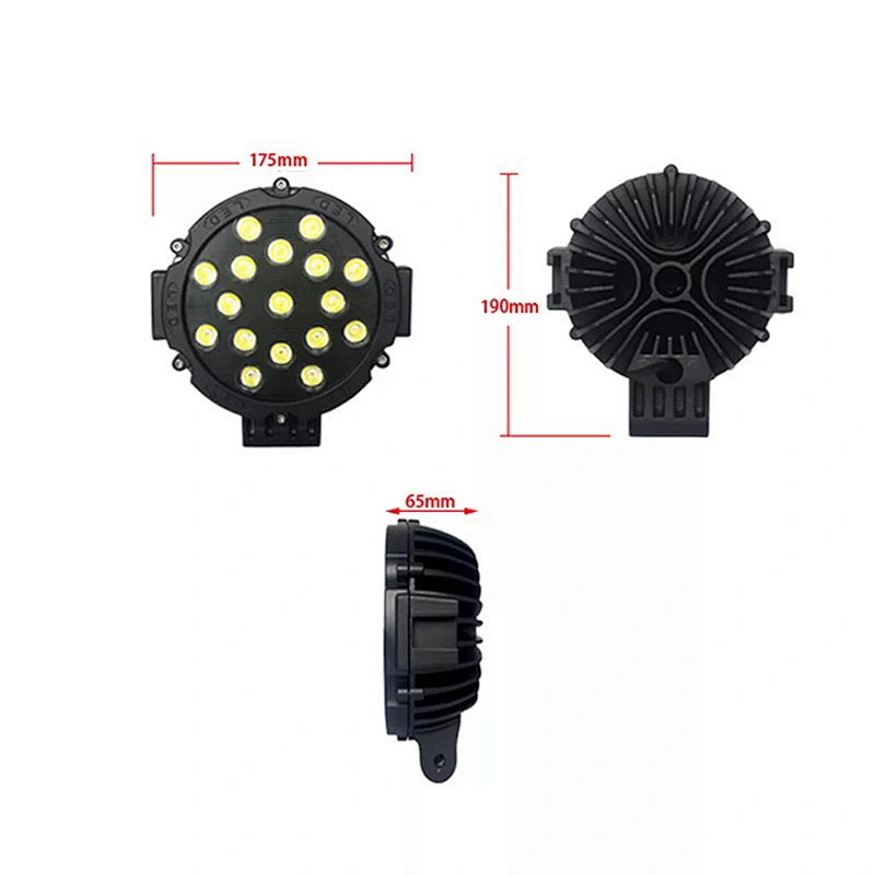 Waterproof Red Black 7inch 51w Led Work Light For Offroad Truck