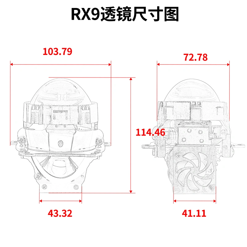 RX9 3inch LED bi Bulbs H4 HB2 H7 H11 9005 HB3 HB4 9006 projector lamp Headlight