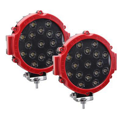 Waterproof Red Black 7inch 51w Led Work Light For Offroad Truck