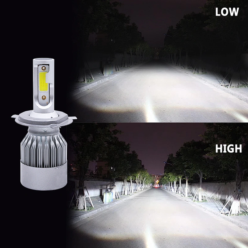 Lightechauto c6 cob 36w 3800lm bulbs h4 h7 car led headlight