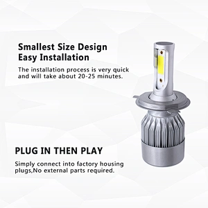 Lightechauto c6 cob 36w 3800lm bulbs h4 h7 car led headlight