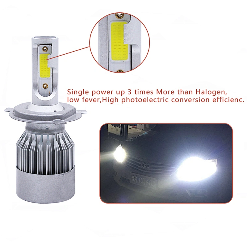 Lightechauto c6 cob 36w 3800lm bulbs h4 h7 car led headlight