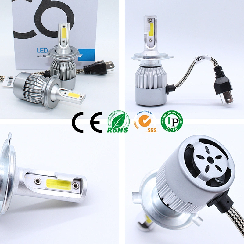 Lightechauto c6 cob 36w 3800lm bulbs h4 h7 car led headlight