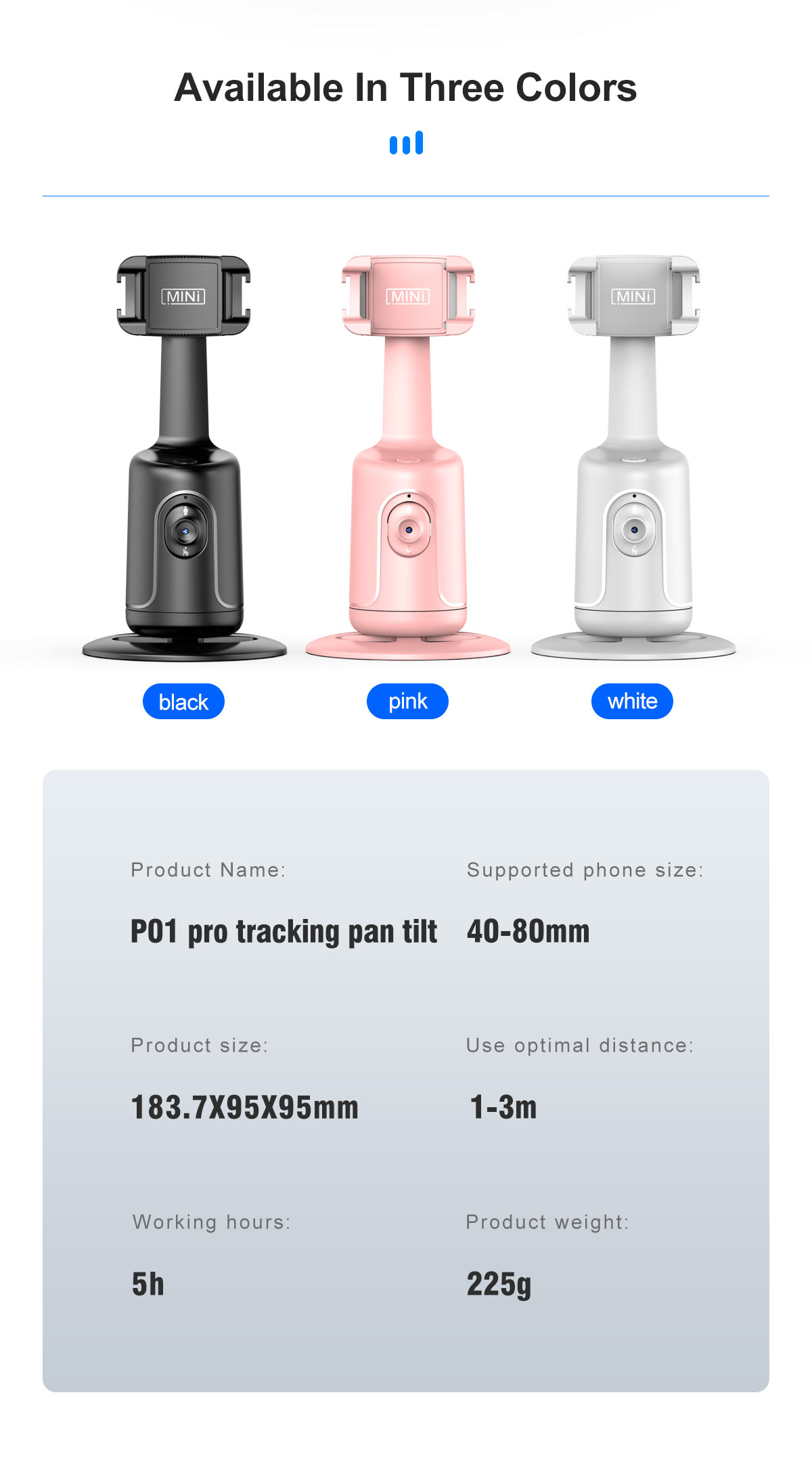 Avaliable in three colors