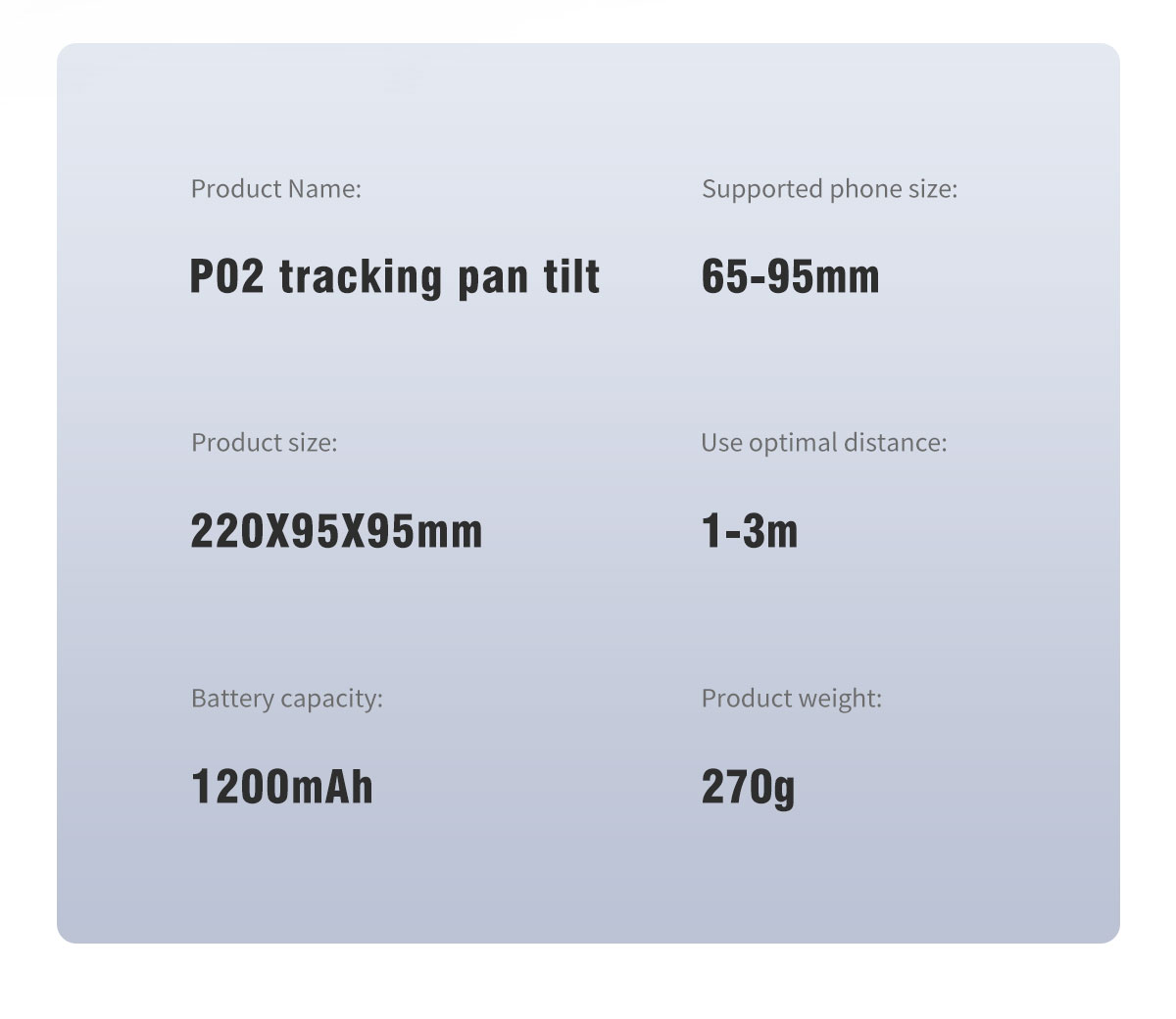 Product parameters