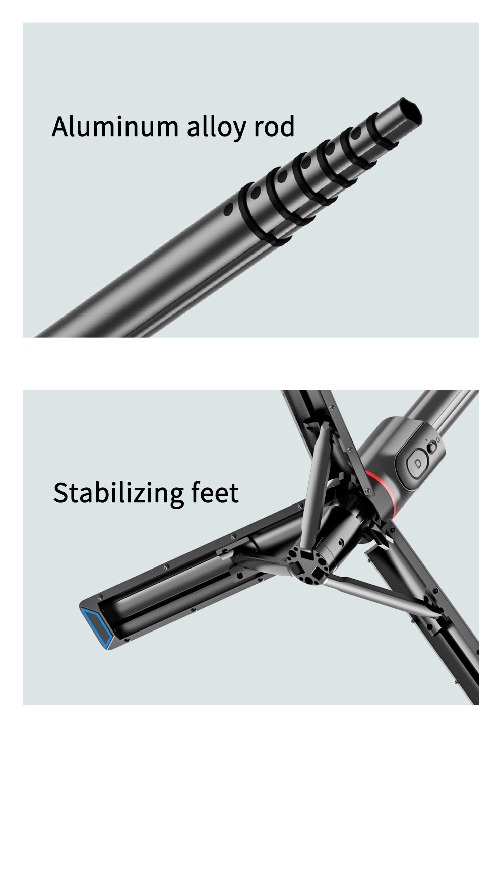 aluminum alloy rod and stabilizing feet
