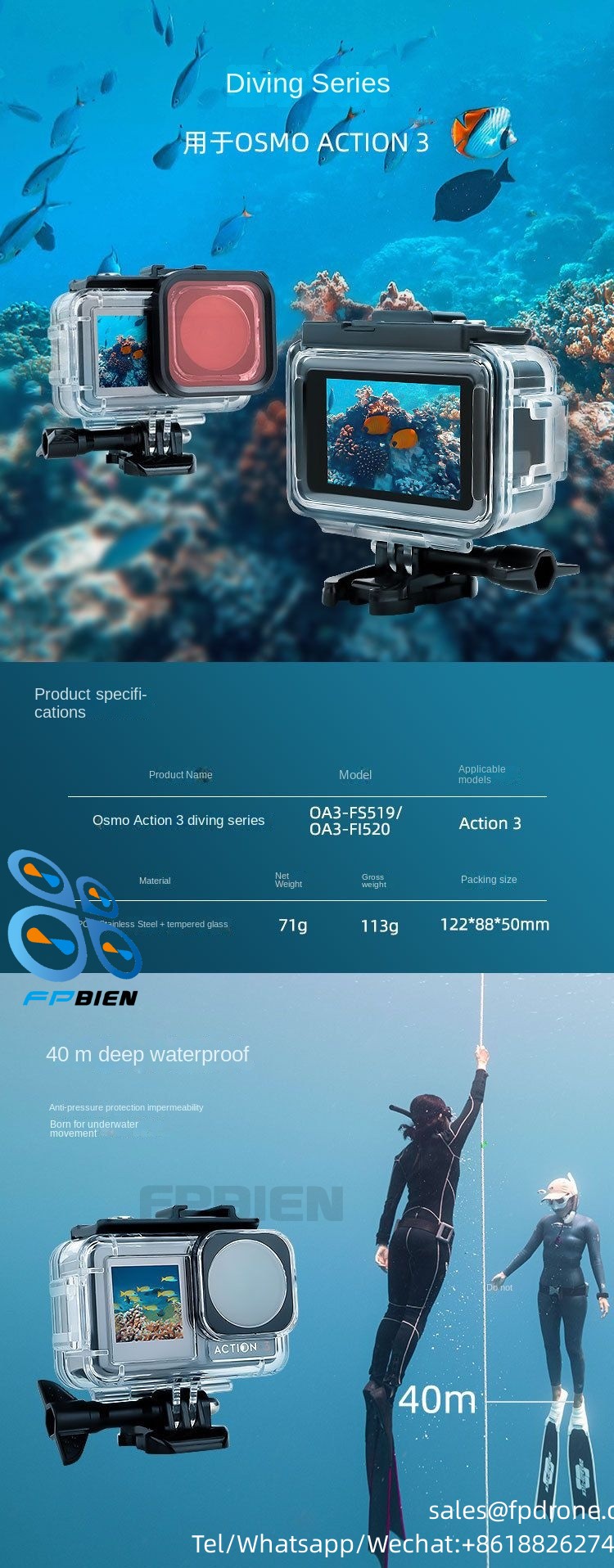 OSMO ACTION 3/4 Diving filter suitable for OA3-FI520 action camera