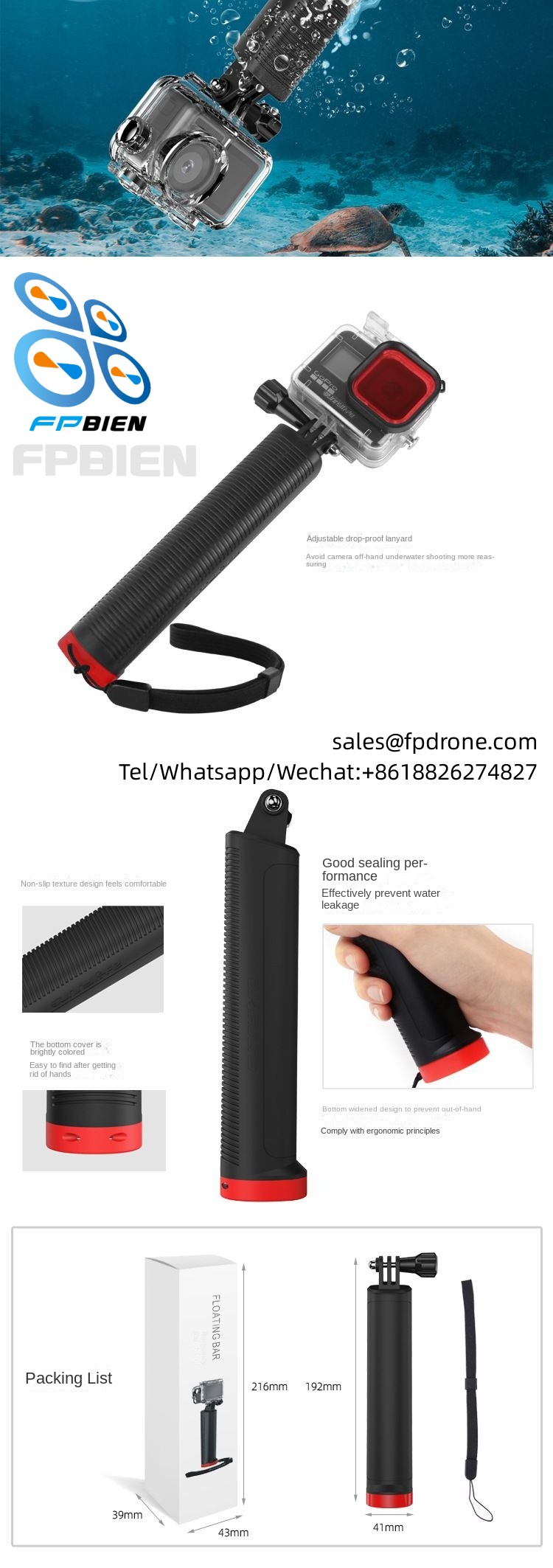 Action camera universal buoyancy bar suitable for TY-Q9260 action camera