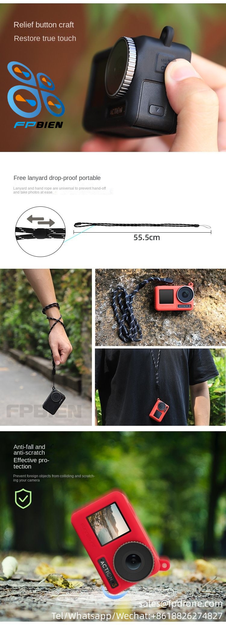 OSMO ACTION 3/4 Silicone sleeve + lanyard suitable for 7 OA3-BHT506 action camera