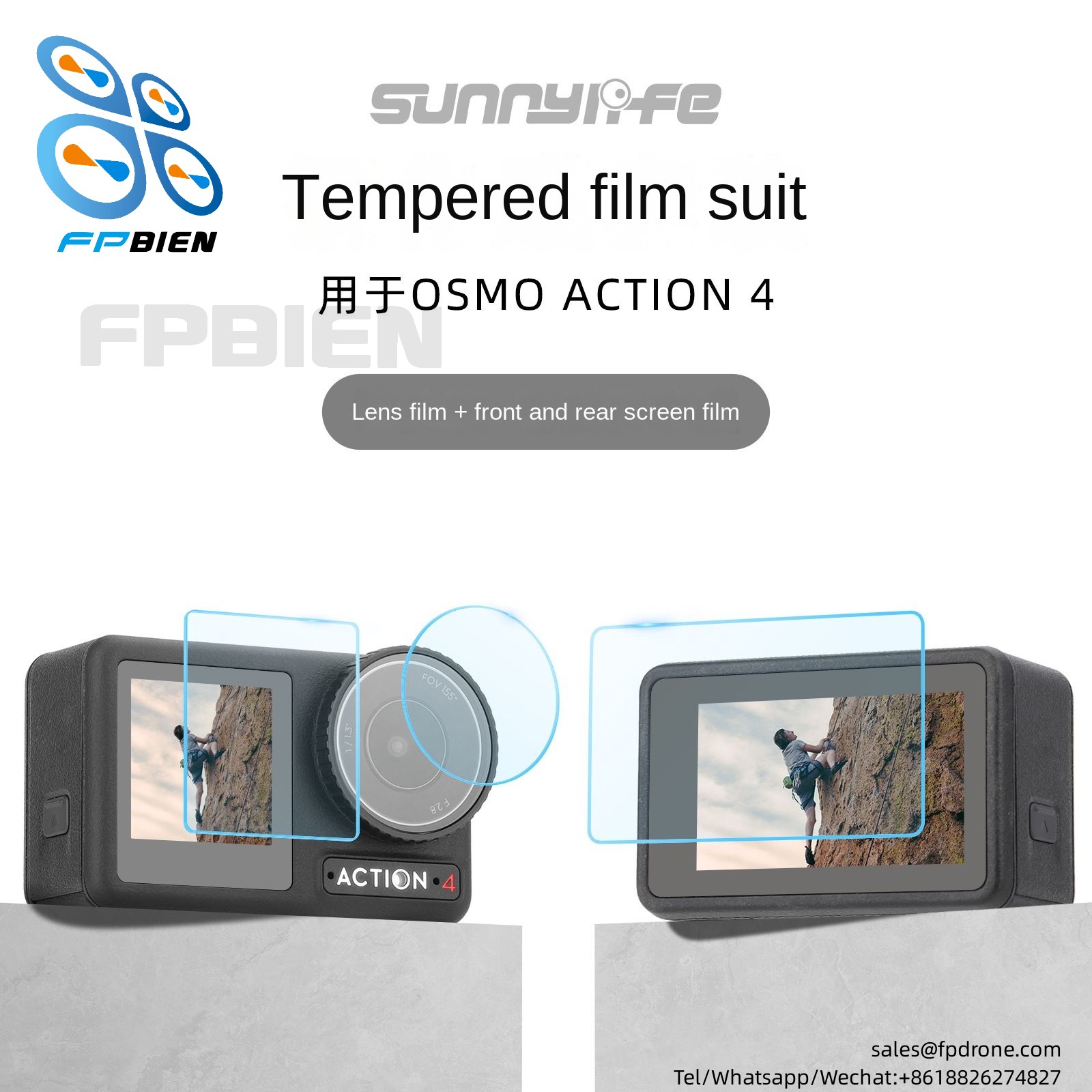 OSMO ACTION 4 Tempered Film Set (2+2+2) suitable for OA4-BHM668 action camera