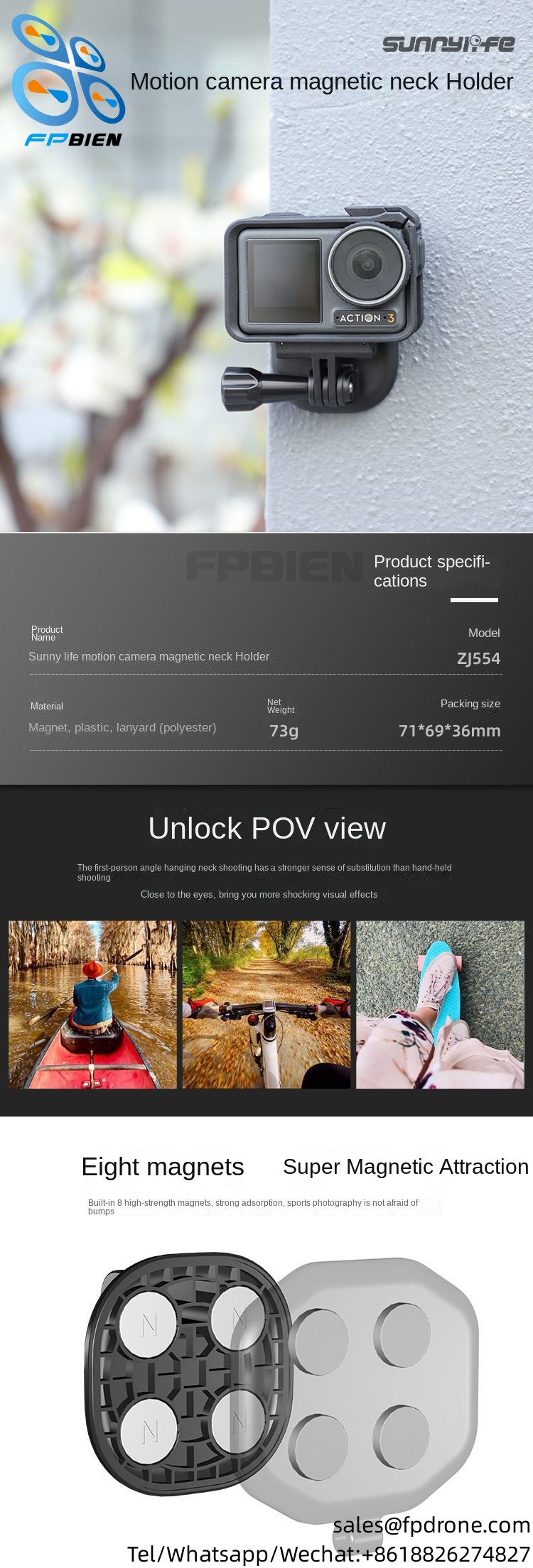 Multi-function phone clip suitable for TY-ZJ069 action camera