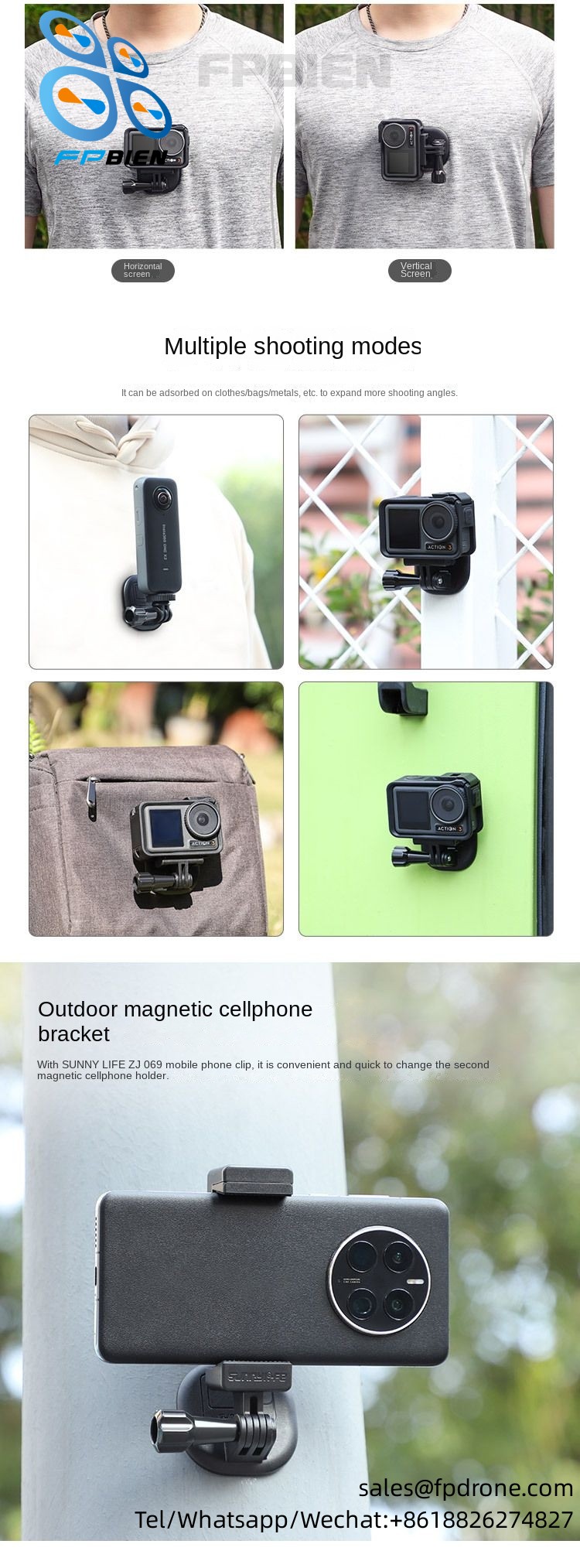 Multi-function phone clip suitable for TY-ZJ069 action camera