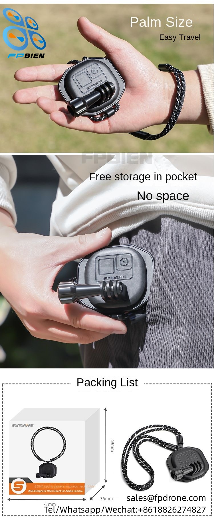 Multi-function phone clip suitable for TY-ZJ069 action camera