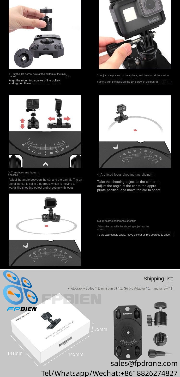 Video shot dolly suitable for TY-XC01 action camera