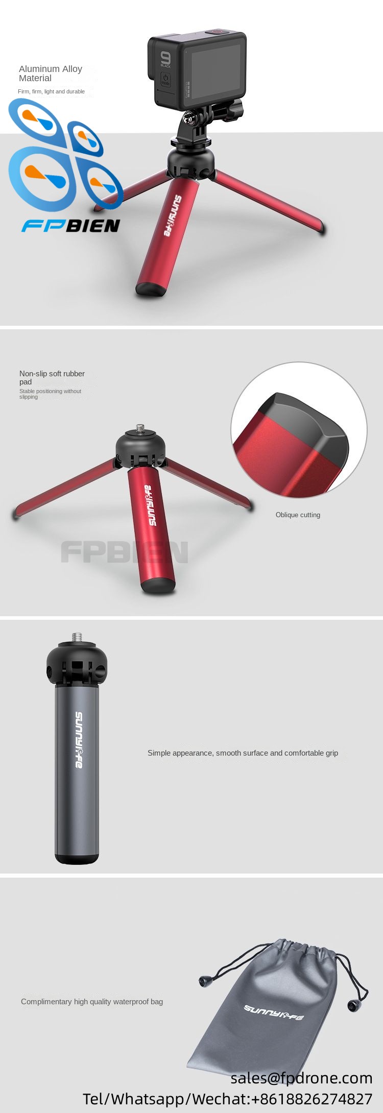 Aluminum tripod [Mini 13cm] suitable for TY-Q9404 action camera