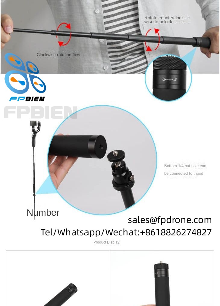 Aluminum alloy extension rod (6 sections) suitable for DJI-LM41 action camera