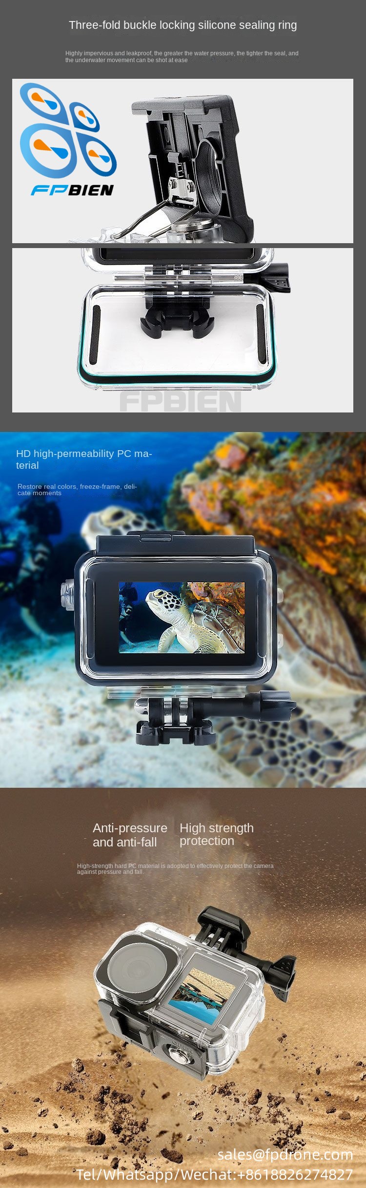 OSMO ACTION 3/4 waterproof case suitable for OA3-FS519 action camera