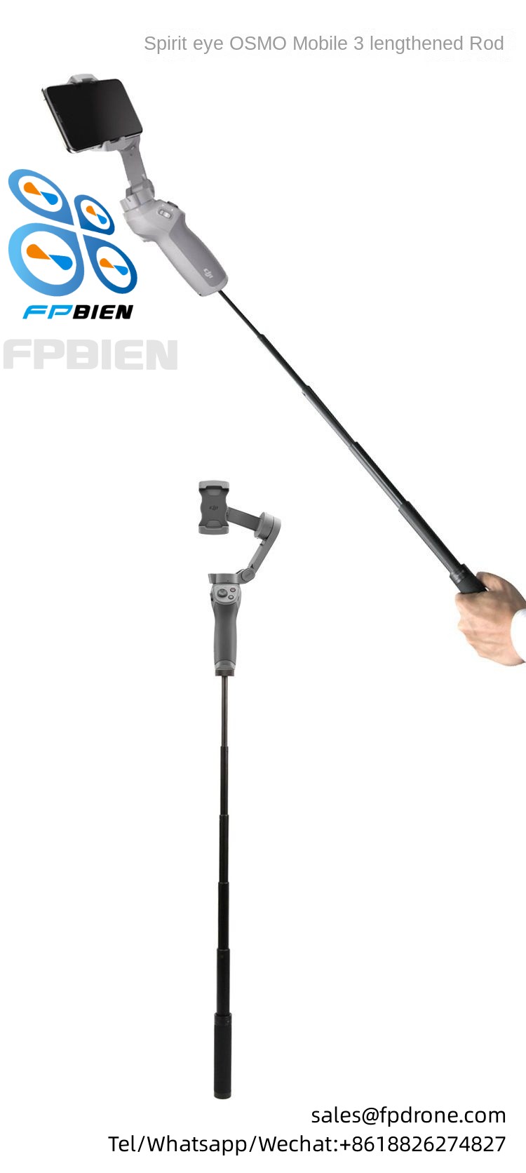Aluminum alloy extension rod (6 sections) suitable for DJI-LM41 action camera