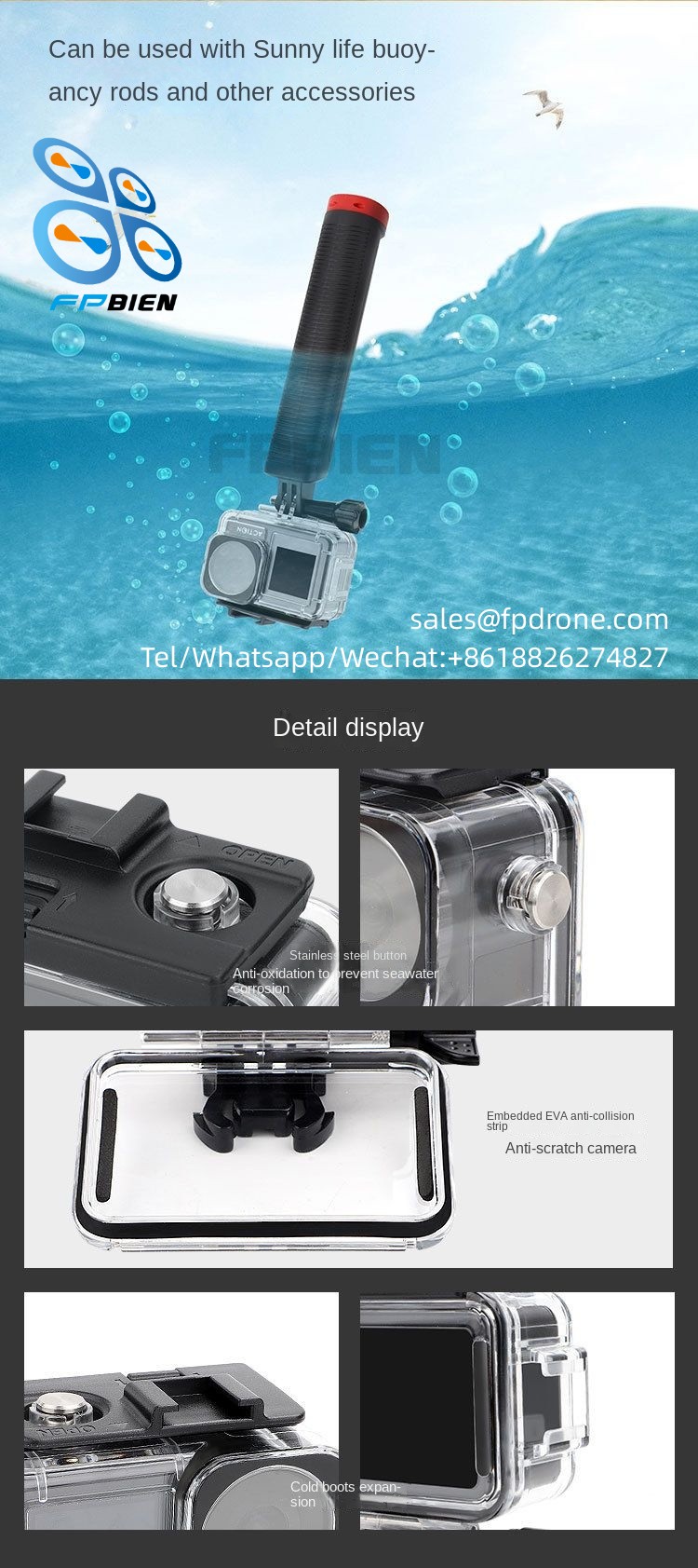 OSMO ACTION 3/4 waterproof case suitable for OA3-FS519 action camera
